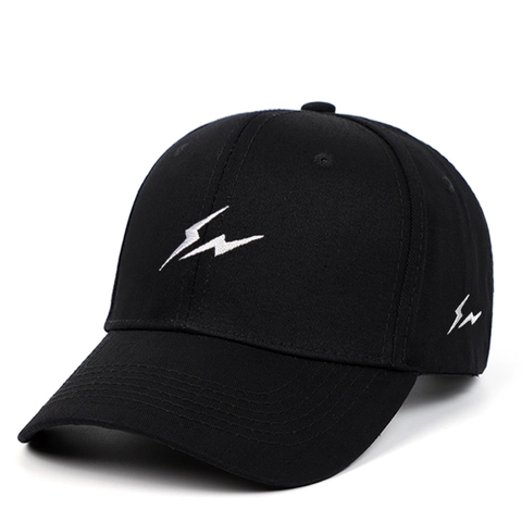 Cappellino Da Baseball In Cotone Twill Ricamo Fulmine Regolabile Moda Protezione Solare Traspirante Cappello Sportivo