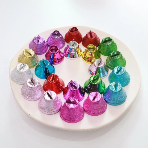 Colorful Metal Jingle Bells Frosted Plated Hanging Charms For Christmas Decoration DIY Crafts Pet Ornaments Decorative