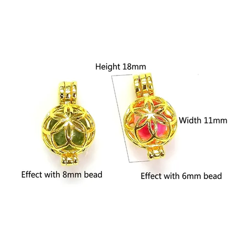 Hollow Ball Cage Pendant Openable Floral Pattern Gold Plated Copper DIY Jewelry Making Necklace Accessories For Beads