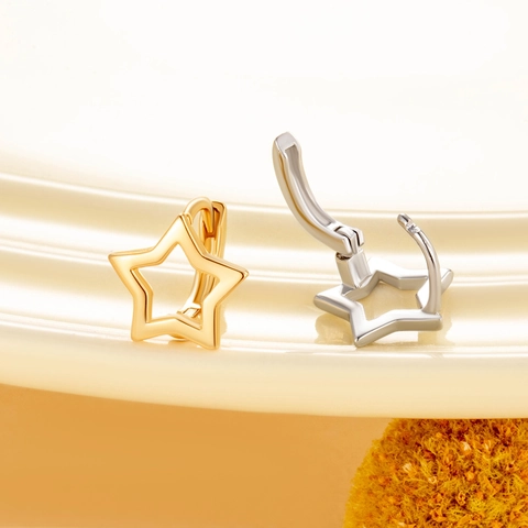 Hohlstern Ohrklemme Kupfer Minimalistisch Süß Zierlich Kleiner Schmuck Für Frauen