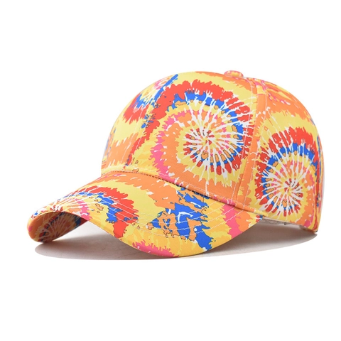 Colorful Tie Dye Baseball Cap Cotton Adjustable Outdoor Sun Hat Streetwear Graffiti Style Breathable