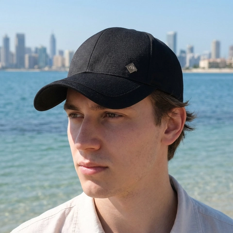 Baseball Cap Adjustable Men Outdoor Sunshade Casual Solid Color Curved Brim Metal Tag Twill Fabric