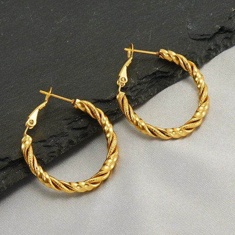 Twisted Hoop Earrings 18K Gold Plated Stainless Steel Minimalist Geometric Fashion Jewelry For Women