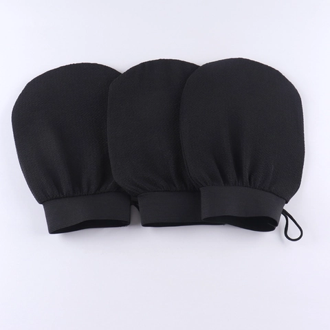 Guante De Baño Exfoliante Negro Exfoliante Corporal Estropajo Mitón De Ducha Con Puño Elástico Para Limpieza