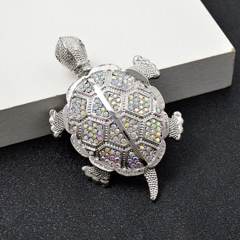 Vintage Alloy Rhinestone Turtle Brooch Pendant For Men Women Retro Animal Shape Badge Suit Lapel Pin Jewelry