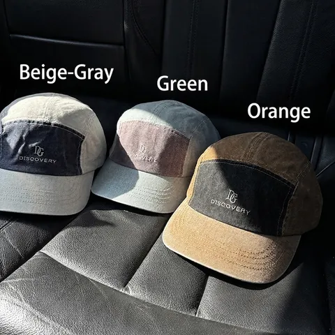 Berretto Da Baseball 5 Pannelli Tela Cotone Fibbia Metallo Regolabile Cappello Sole Esterno Vintage Colorblock Unisex Ricamato