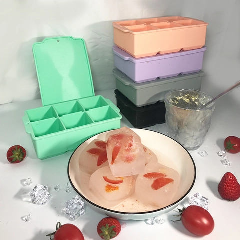 Silikon Eiswürfelform Mit Deckel Große Quadratische Gefrierfach Food Grade BPA Frei Stapelbar Flexibel Wiederverwendbar