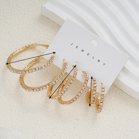 Rhinestone Hoop Earrings With Stainless Steel Earring Post Sparkling Zinc Alloy For Women Party Fashion Accessories