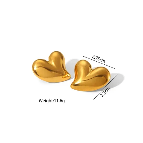 Stainless Steel Stud Earrings Waterproof 18K Gold Plated Heart Butterfly Shell Shapes Fashion Jewelry For Women