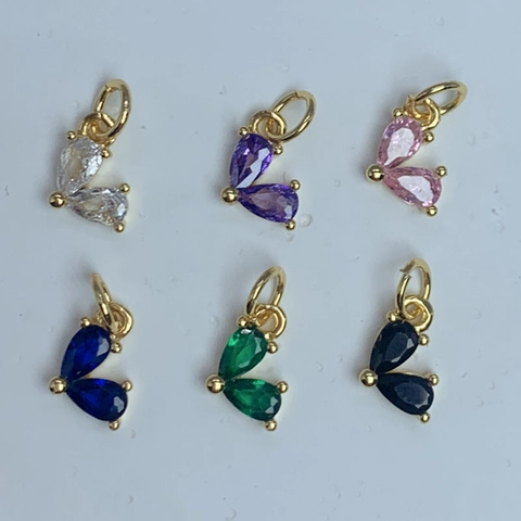 Dijes De Circonita Cúbica En Forma De Corazón Gota De Agua Colgantes De Cobre Chapados En Oro De 18K Para Hacer Joyas DIY