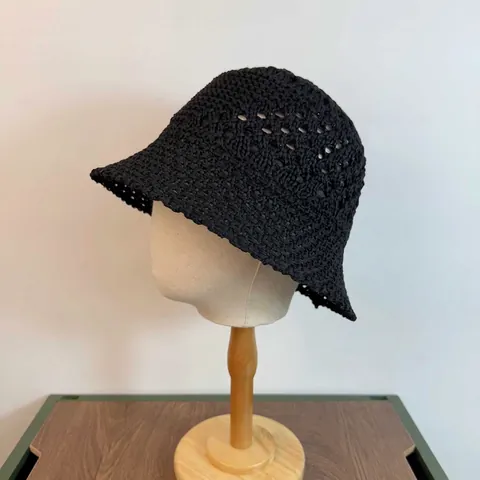 Women Acrylic Knit Bucket Hat Breathable Hollow Out Sun Protection Foldable Fisherman Cap Casual Chic