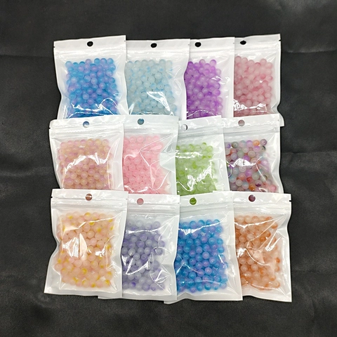 Round Glass Beads Gradient Dual Tone Loose Spacer Beads For Handmade DIY Jewelry Making Bracelet Necklace Crafting Painted