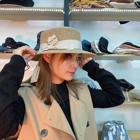 Cappello Di Paglia Da Donna Tesa Piatta Protezione UV Pieghevole Estate Spiaggia Boater Con Fiocco Paglia Di Carta