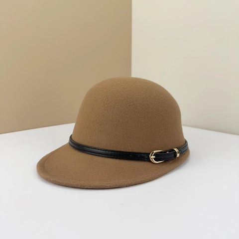 Cappello Da Equitazione Vintage In Feltro Di Lana Da Donna Con Cinturino In Pelle E Fibbia In Metallo Caldo