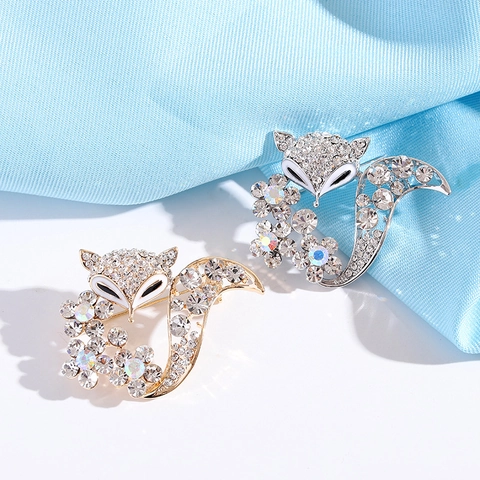 Fuchs Brosche Mit Legierung Straß Emaille Blume Detail Mode Elegante Tier Schmuck Für Damen