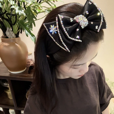 Cerchietto Con Fiocco Di Lusso Con Strass E Cristalli Scintillanti Tessuto Di Raso Elegante Accessorio Per Capelli