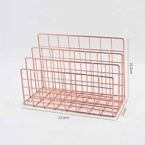Metal Wire Desktop File Organizer Tiered Mesh Mail Sorter Holder Office Home Document Magazine Letter Storage Rack