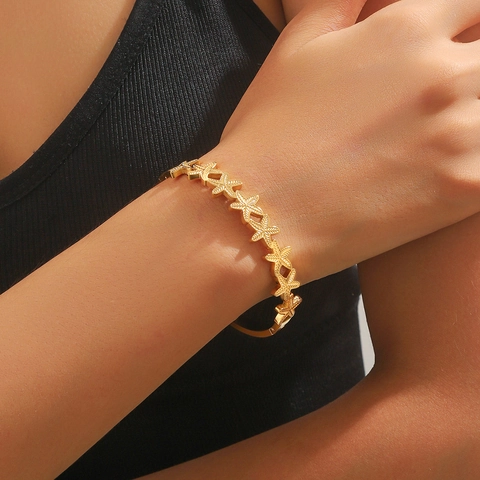 Zeester Armband Roestvrij Staal Open Manchet Oceaan Thema Mode Sieraden Voor Vrouwen