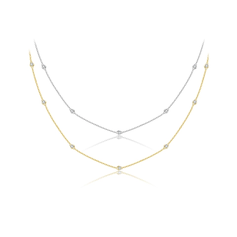 925 Sterling Zilver Geometrische Ronde Zirconia Station Halsketting Voor Vrouwen Minimalistische Elegante Platina Goud Vergulde Sleutelbeen Ketting Sieraden