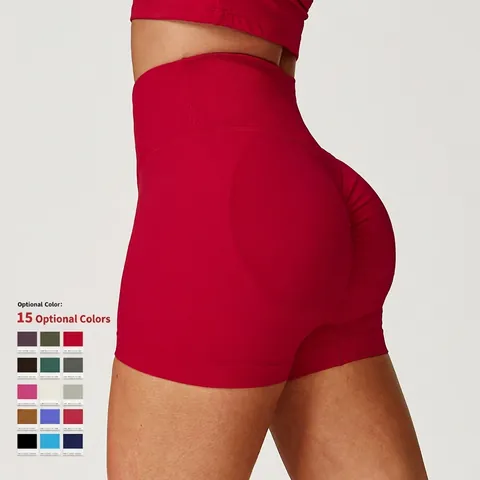 Pantaloncini Da Yoga Senza Cuciture Vita Alta Incrocio A V Scrunch Butt Allenamento Fitness Corsa A Costine Per Donna