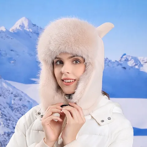 Gorro De Trampero Usanka De Invierno Para Mujer Gorro Con Orejeras De Felpa Piel Sintética Resistente Al Viento Cálido Orejas De Oveja