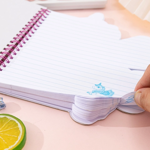 Taccuino A Spirale Sagomato Copertina Luccicante Motivo Unicorno Carta A Righe Per Scuola Ufficio Cancelleria