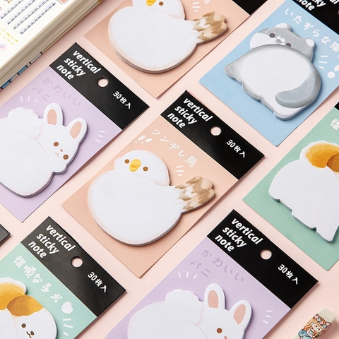 Notas Adhesivas Verticales Con Forma De Animales Kawaii Bloc De Notas Autoadhesivo Removible Gato Perro Pájaro Conejo Papelería