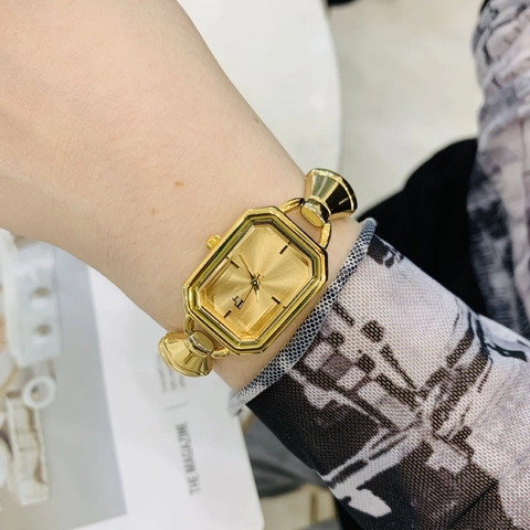 Orologio al Quarzo Oro Lusso Vintage da Donna Acciaio Inossidabile Metallo Quadrante Rettangolare Impermeabile Orologio da Polso alla Moda