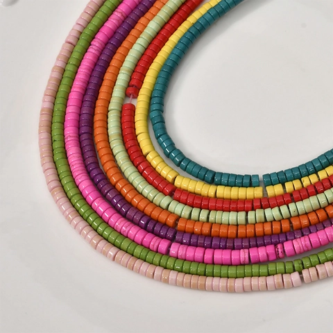Colorful Dyed Natural Turquoise Spacer Beads Cylindrical Disc Shape For DIY Bracelet Necklace Earring Jewelry Making Accessory