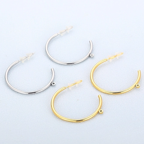 Componentes De Pendientes De Aro En Forma De C De Acero Inoxidable Con Bucle De Suspensión Para Creación De Joyas De Moda