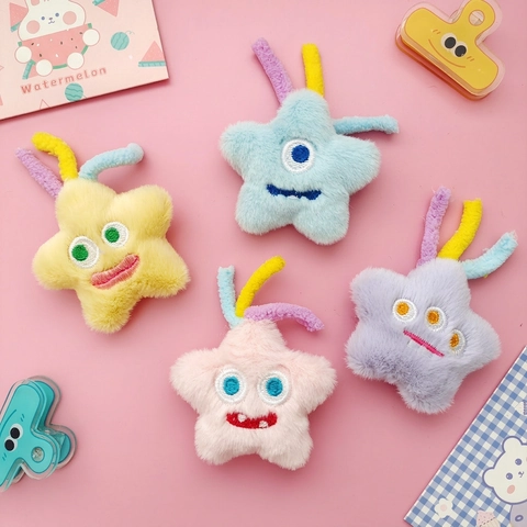 Cartoon Star Monster Plush Brooches Embroidery Multi Eyes Cute Clothing Bag Decoration Accessories Fun Novelty
