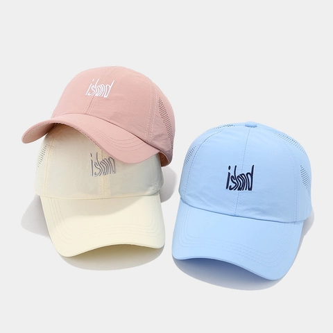Schnell Trocknende Baseballkappe Polyester Atmungsaktiv Laser Perforiert Buchstaben Stickerei Outdoor Sport Hut Unisex