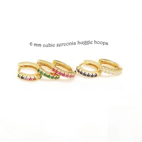 Boucles D'oreilles Huggie Hoop En Argent Sterling 925 Zircone Cubique Colorée Plaquées Or Bijoux De Mode Pour Femmes
