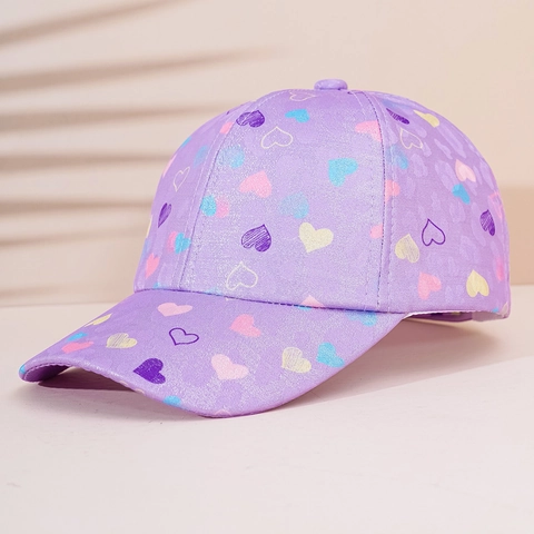 Kinder Baseball Kappe Glitzer Herz Druck Atmungsaktiv Sonnenschutz Polyester Schirmmütze Für Jungen Mädchen