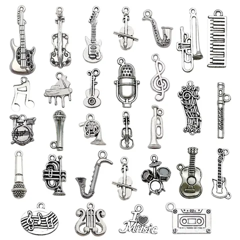 Ciondoli Strumento Musicale Argento Antico Lega Zinco Pendenti Note Musicali Per Creazione Gioielli Fai Da Te Collana Bracciale