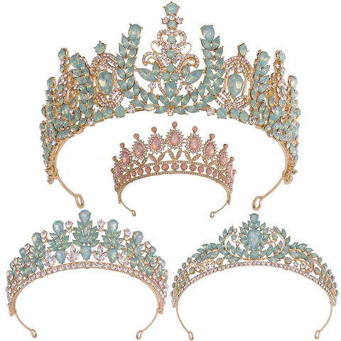 Corona De Novia Tiara Barroca Vintage Lujo Aleación Strass Cristal Tocado Para Boda Cumpleaños Fiesta Mujeres