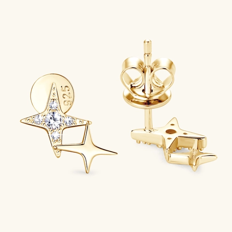 Orecchini a Bottone a Stella in Argento Sterling 925 Moissanite per Donna Minimalisti Colore D VVS1 Piccoli Gioielli Geometrici