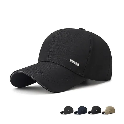 Baseball Cap Cotton Breathable Sun Protection Outdoor Sports Hat Adjustable Metal Buckle Fashion Lettering Metal Plate