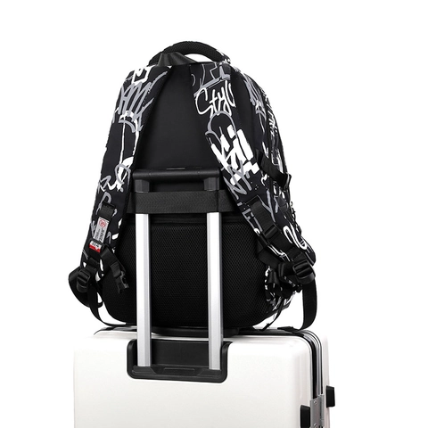 Zaino Streetwear Con Stampa Graffiti Tessuto Oxford Impermeabile Grande Capacità Cartella Per Uomini Studenti Viaggio Casuale