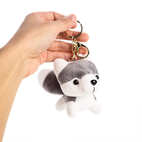 Süßer Husky Plüsch Schlüsselanhänger Mini Hund Puppe Anhänger Für Schultasche Weicher Tier Schlüsselring Kawaii Spielzeug