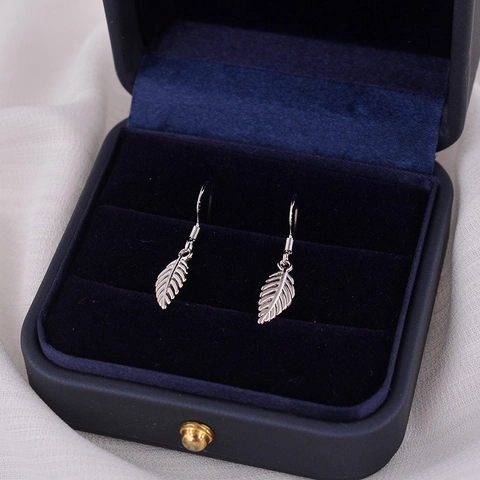 Blatt Haken Ohrringe Kupfer Weißgold Vergoldet Einfach Frisch Koreanischer Stil Schmuck Für Frauen Natur Inspiriertes Accessoire
