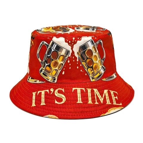 Bier Muster Fischerhut Polyester Sonnenschutz Atmungsaktiv Faltbar Sonnenhut Für Sommer Party Reisen Vintage Stil Unisex