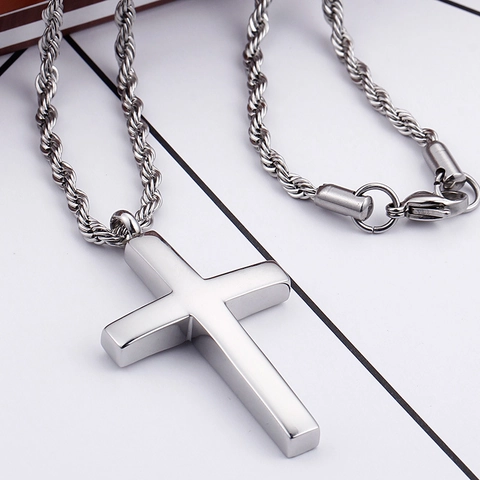 Roestvrijstalen Kruis Hanger Ketting Minimalistisch Geometrisch Religieus Sieraden Mannen Vrouwen Trendy Hip Hop Stijl