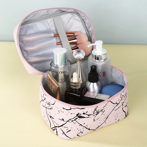 Marmor Kosmetiktasche PU Leder Make-up Organizer Tragbare Wasserdichte Aufbewahrungstasche Reise Kulturbeutel Für Damen