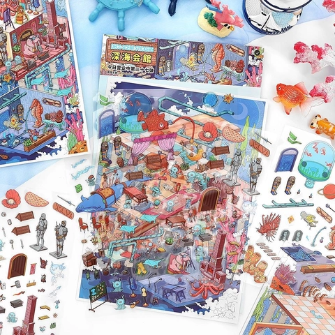 Autocollants De Paysage DIY PET Architecture Miniature Pour Scrapbooking Journaling Fantaisie Océan Artisanat Décoratif Nouveauté