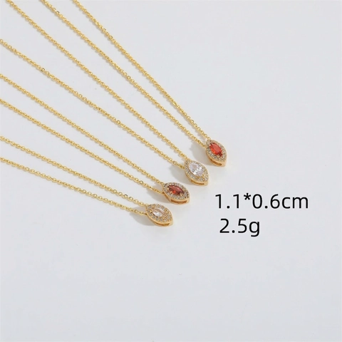Collier À Pendentif En Zircon Marquise Cuivre Plaqué Or Élégante Chaîne De Clavicule Bijoux Pour Femmes