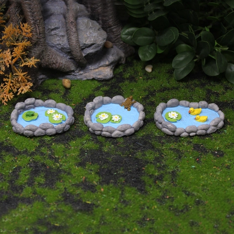 Miniature Resin Pond Ornaments Frog Turtle Duck Lotus For Succulent Garden Micro Landscape Pastoral Mini Decor