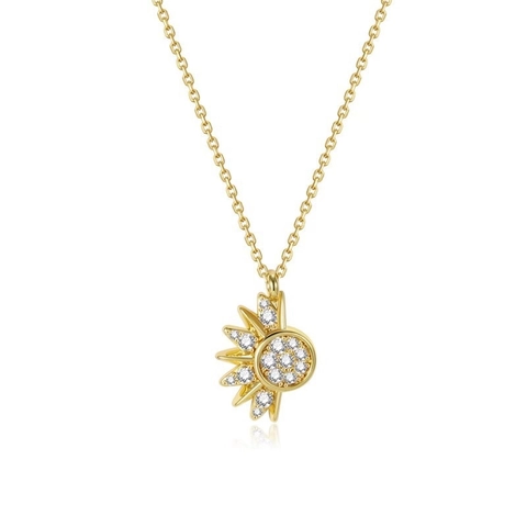 Sun And Moon Pendant Necklace Copper Micro Inlaid Zircon Celestial Couple Jewelry For Best Friends And Lovers Fashion