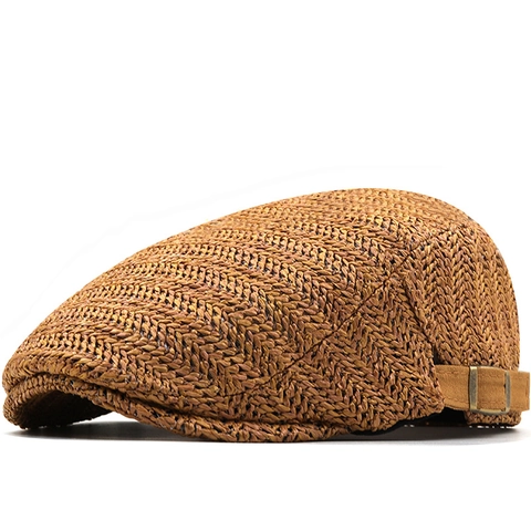 Retro Gewebte Newsboy Mütze Atmungsaktive Schirmmütze Verstellbare Schnalle Sommer Outdoor Reise Herren Damen Ivy Cap