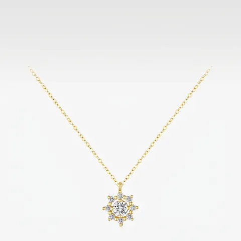 925 Sterling Silver Moissanite Snowflake Pendant Necklace Gold Plated D Color VVS1 With GRA Certificate For Women Jewelry